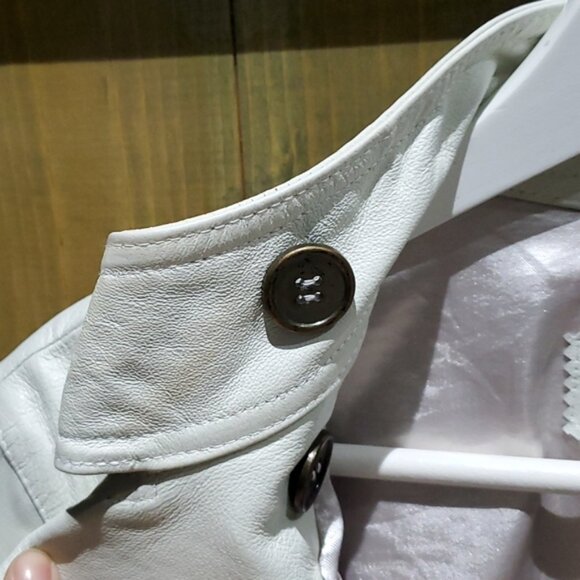 BOSTON PROPER WHITE LEATHER MOTO JACKET WITH STUDS SIZE MEDIUM - Picture 11 of 16
